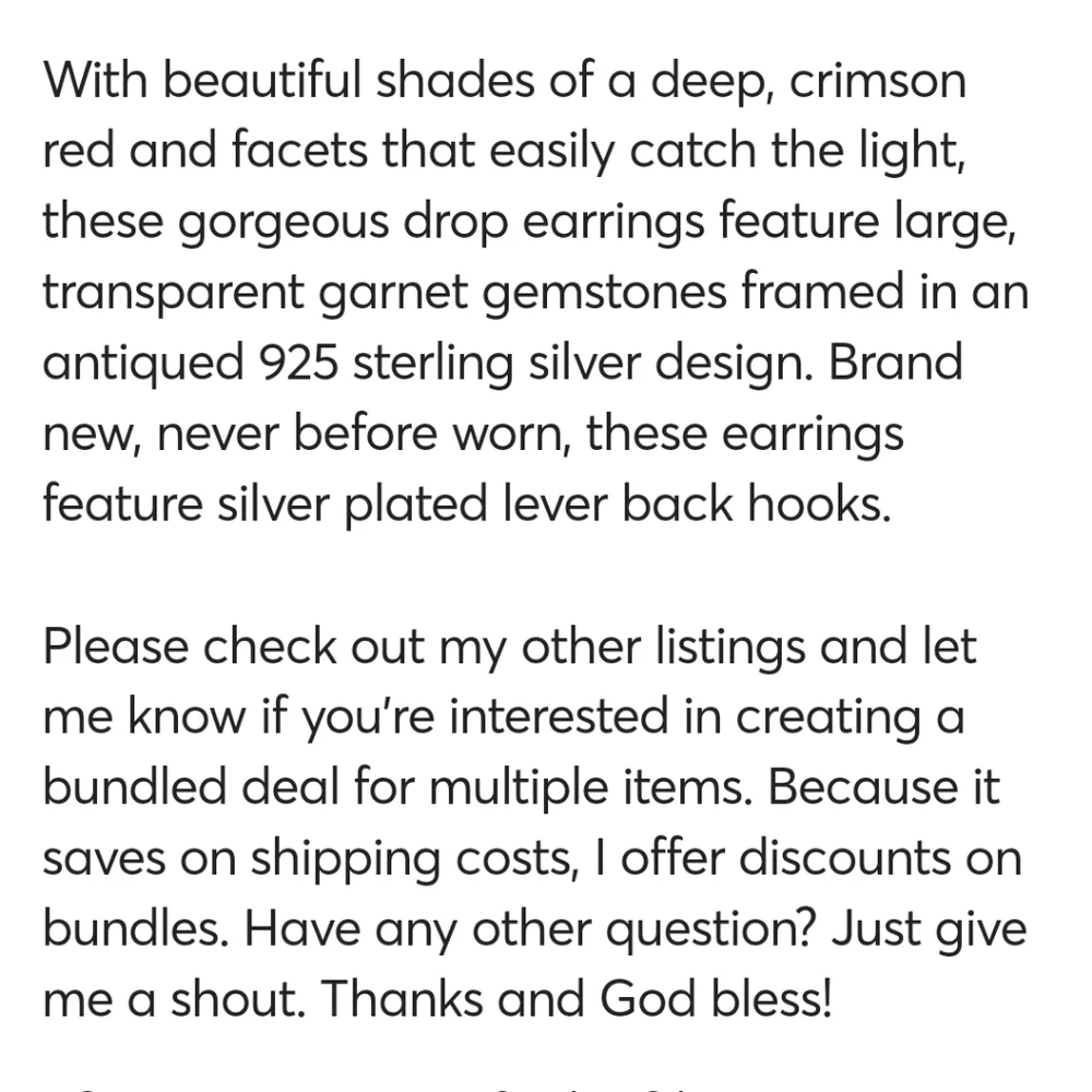 💕NWOT Elegant Red Garnet and Silver Drop Earrings - Picture 9 of 10